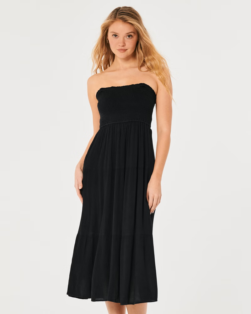 Smocked Bodice Midi Dress | Hollister (US)