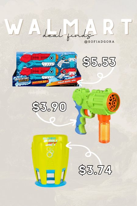 Walmart kids’ toys deal & clearance finds - 4-Pack Adventure Force Water Strike Soaker Toy
NOW: $5.55  ORIGINALLY: $17.58

- Maxx Bubbles Super Bubble Blowing Jet Machine w/ 4-Ounce Solution
NOW: $3.74  ORIGINALLY: $12.00

Play Day Bubble Blaster Battery Operated Bubble Blowing Toy (Green)
NOW: $3.90  ORIGINALLY: $9.98 

#LTKkids #LTKsalealert #LTKfamily