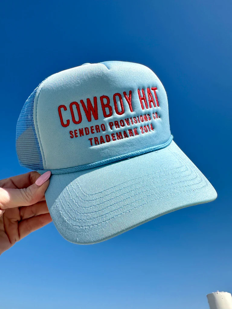 NEW!! Cowboy Trucker Hat in Blue/Red | Glitzy Bella