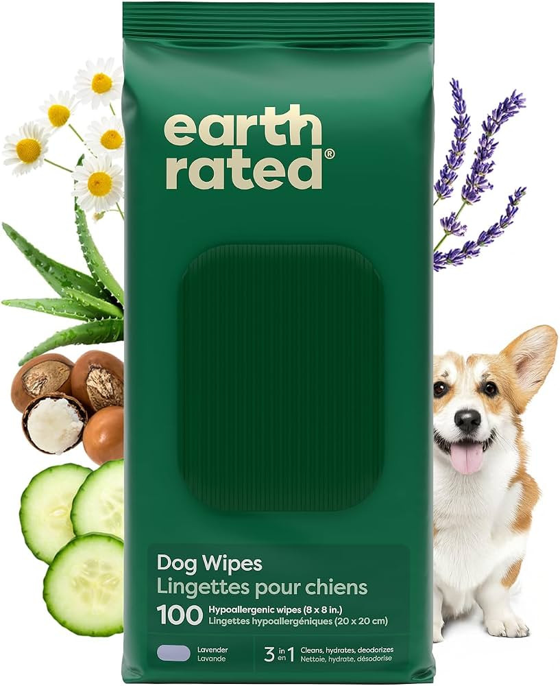 Earth Rated Dog Wipes, Hypoallergenic, 3-in-1 Cleaning and Hydrating, for Grooming Paws, Body and... | Amazon (US)