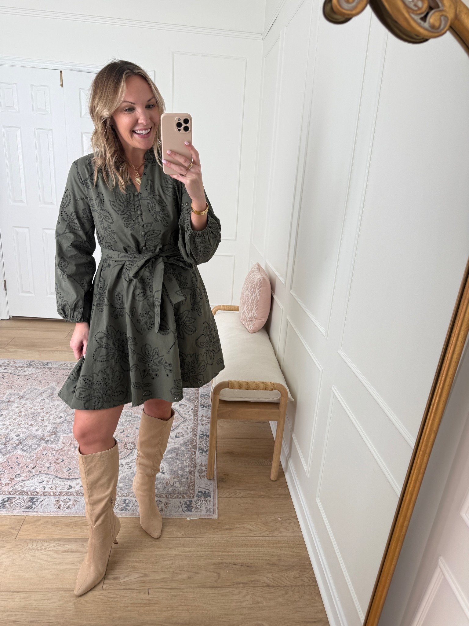 Cannot get over the eyelet details of this mini dress! Would be perfect for the office or a fun day date! Wearing a med 

#LTKMidsize #LTKWorkwear #LTKSeasonal