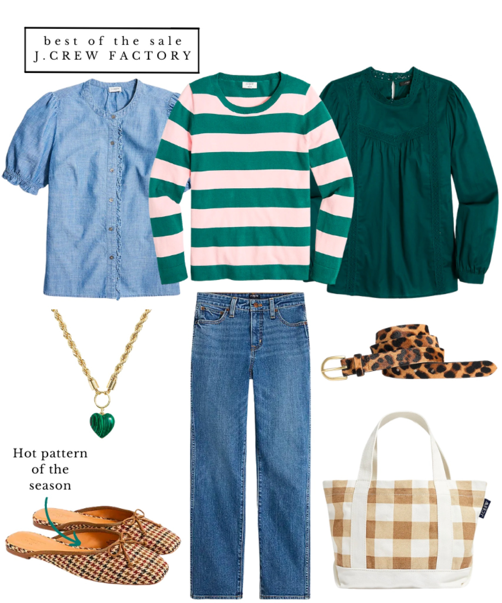 50% off everything JCrew Factory fall sale / Fall outfits inspiration! Be ready for fall in this rugby sweater, emerald green too with lace detail, leopard belt, and trendy herringbone ballerina flats. #falloutfit #fallfashion #fallsale #jcrewfactory

#LTKstyletip #LTKSeasonal #LTKsalealert