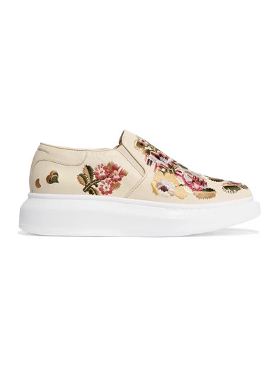 Embroidered leather exaggerated-sole slip-on sneakers | NET-A-PORTER (US)