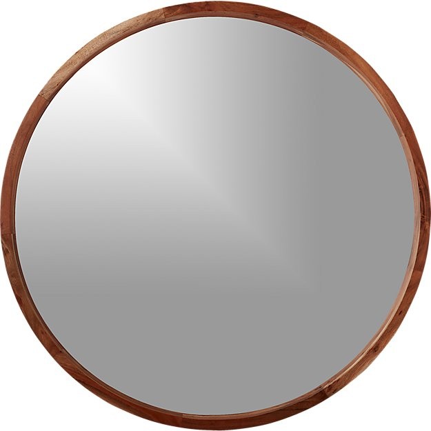 acacia wood 40" mirror | CB2
