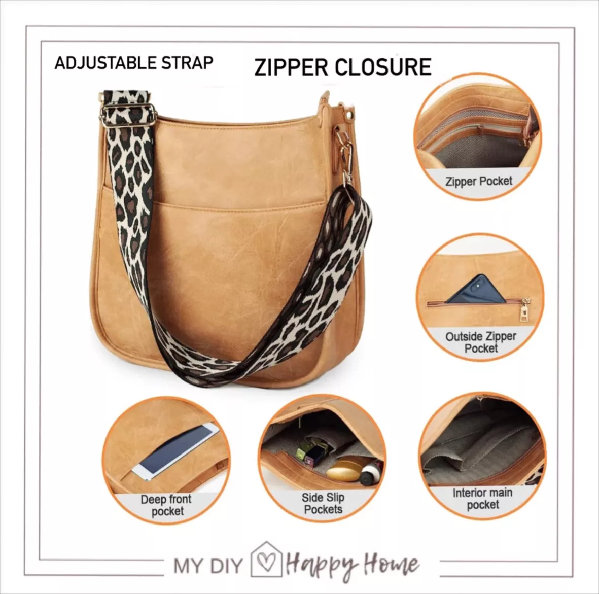Viva Terry Vegan Leather Crossbody Fashion Shoulder Bag Purse with  Adjustable