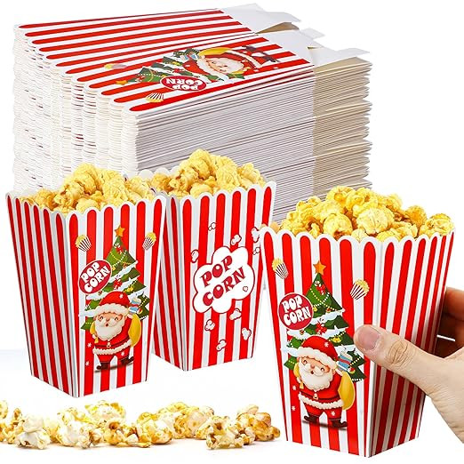 24 Pcs Christmas Popcorn Boxes Popcorn Paper Boxes Buckets Candy Popcorn Containers Popcorn Acces... | Amazon (US)