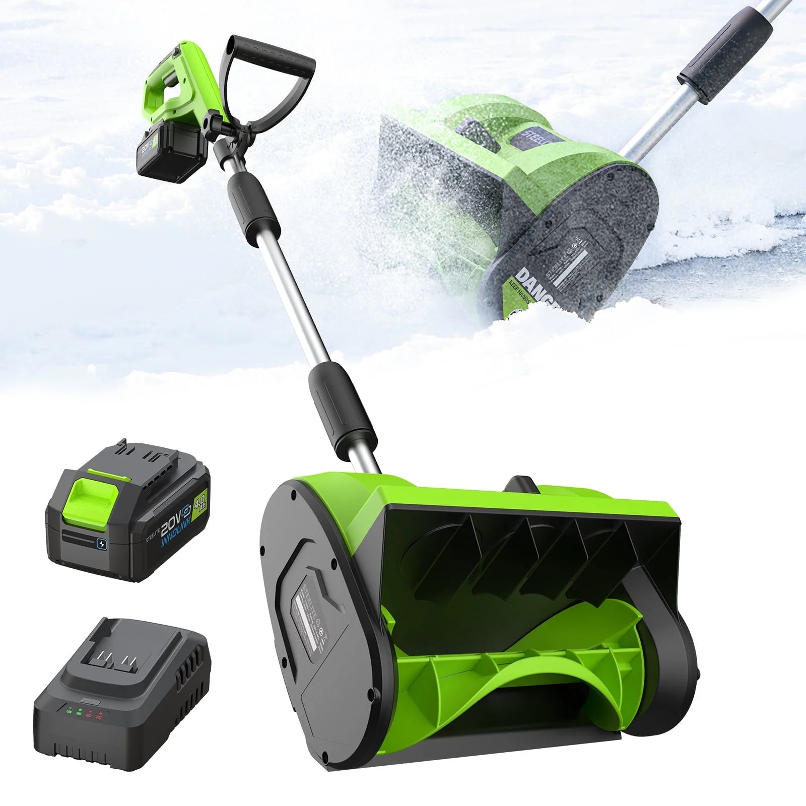 Steelite 21V 13 Inch Cordless Snow Shovel, Battery Powered Snow Blower with Directional Plate & A... | Walmart (US)