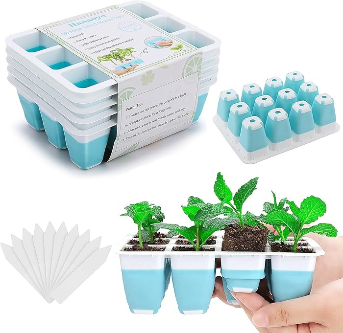 5 PCS Reusable Seed Starter Tray, 60 Cells Seed Starter Kit with Flexible Pop-Out Cells, Seedling... | Amazon (US)