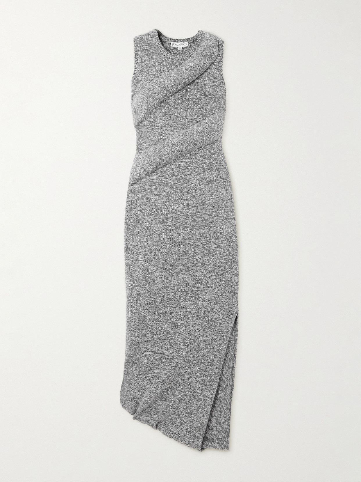 JW Anderson - Asymmetric Padded Lyocell And Wool-blend Maxi Dress - Gray | NET-A-PORTER (US)