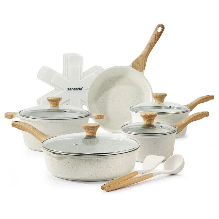 Sensarte Ceramic Nonstick Pots and Pans Set, 17 Pieces Healthy Nonstick Cookware Set with Pots Pr... | Walmart (US)