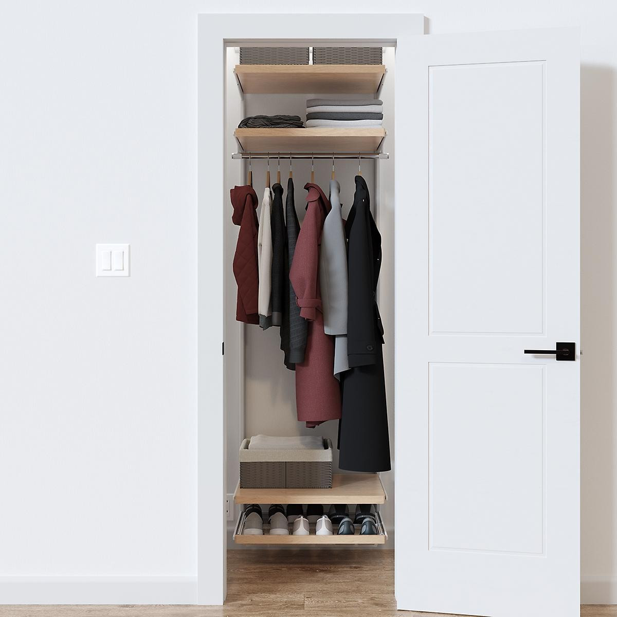 Elfa Décor 2' Birch & White Entry Closet | The Container Store