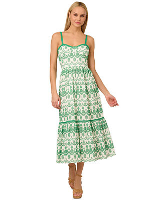 Adrianna by Adrianna Papell Women's Cotton Eyelet Midi Dress - Macy's | Macy's