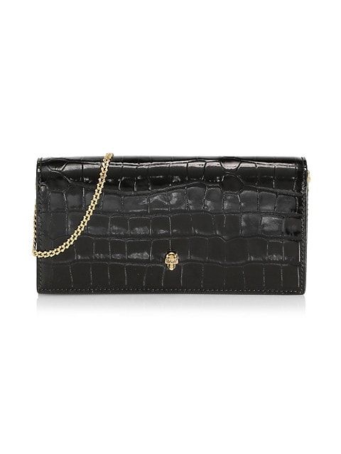 Alexander McQueen Croc-Embossed Leather Wallet-On-Chain | Saks Fifth Avenue