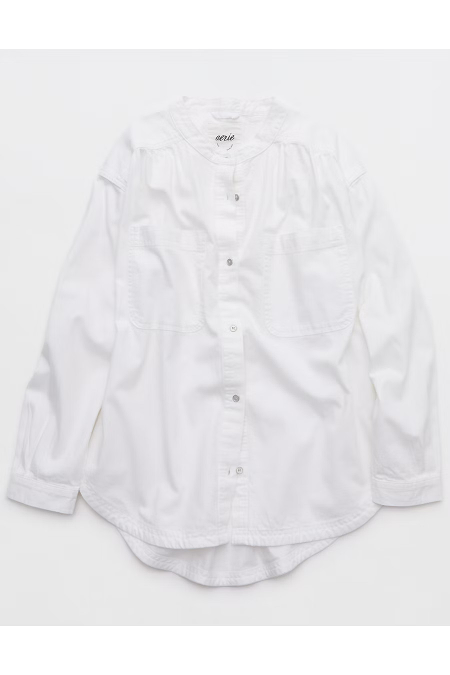 Aerie Roll With It Button Down Shirt Women's White XXS | Aerie