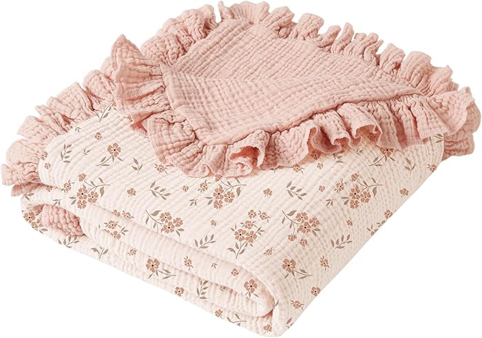 Konssy Flounce Muslin Baby Blankets, Cotton Crib Blanket for Baby Infant Toddler, Super Soft and ... | Amazon (US)