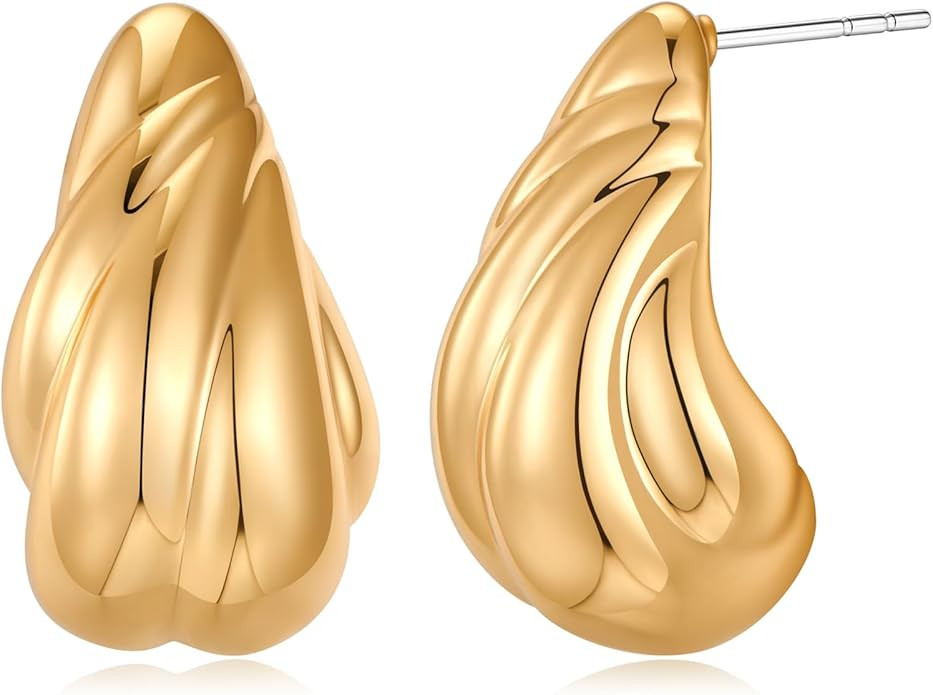 Gold Chunky Hoop Earring For Women Minimalist Earrings | Amazon (US)