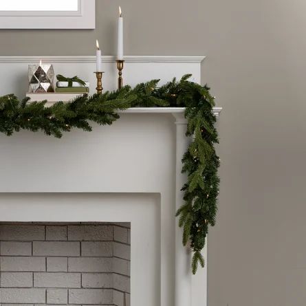 The Holiday Aisle® Fresh Feel Real Pre-Lit Garland with 50 Clear/White Lights | Wayfair North America