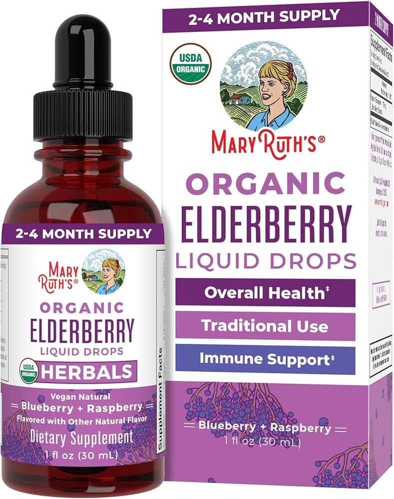 MARYRUTH'S Organic Elderberry Liquid Drops for Adults & Kids, Immunity, 1oz | Amazon (US)