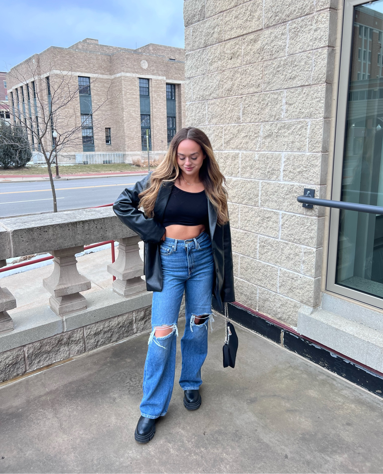 Amazon Faux Leather Blazer - Size Small
Levi Jeans - Size 25
Amazon Boots - Size 7.5
