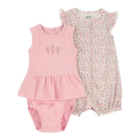 Carter's Child of Mine Baby Girl Romper and Dress Set, 2-Piece, Sizes 0/3-24 Months | Walmart (US)