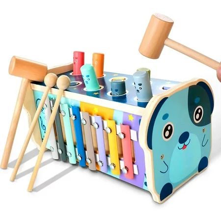 KIDWILL Wooden Hammering Pounding Toy Pounding Bench Number Sorting Maze Xylophone Musical Toy 3 in  | Walmart (US)