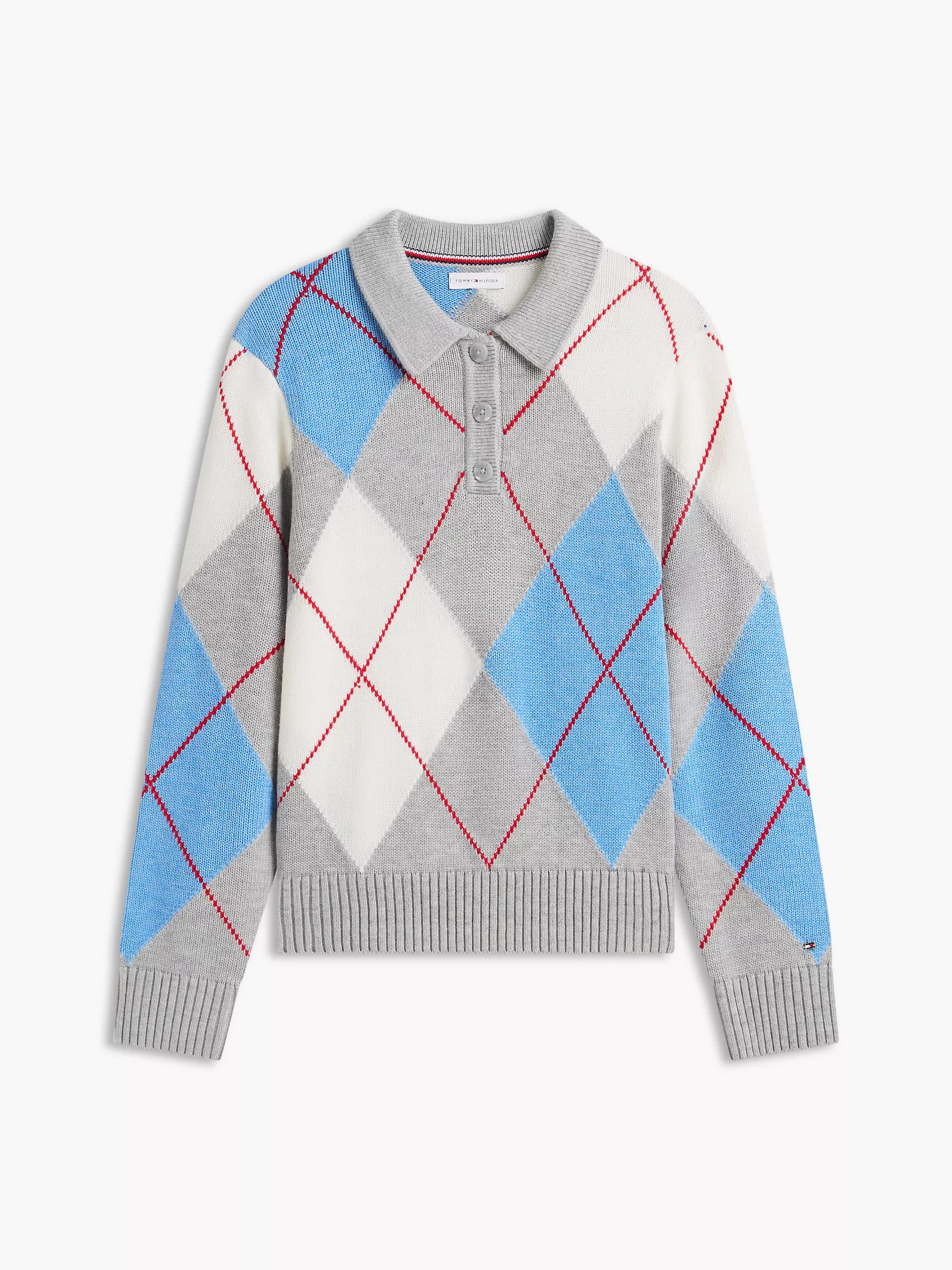 Tommy Hilfiger Women's Argyle Sweater Polo - Grey Heather - XS | Tommy Hilfiger (US)