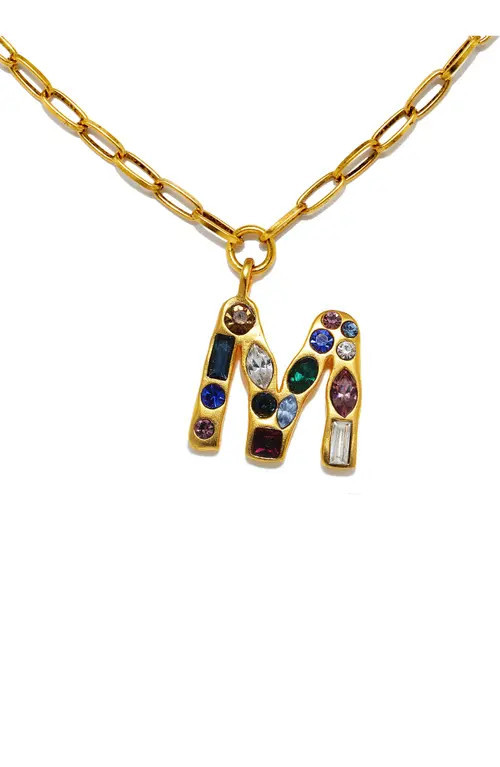 Sequin Emilie Crystal Initial Pendant Necklace in Gold - M at Nordstrom | Nordstrom