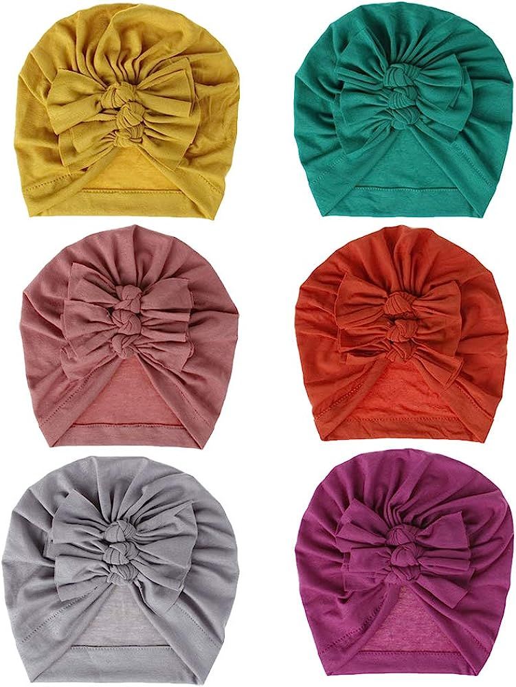 Amazon.com: Newborn Baby Toddler Cotton Hat Baby Girl Knotted Hat Cute Donut Soft Turban Bow Cap ... | Amazon (US)