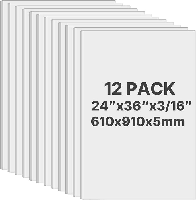 VEVOR Foam Board, 12 Pack 24 x 36 in, 3/16 in Thickness White Poster Board | Amazon (US)