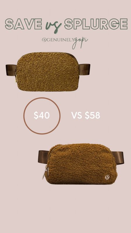 save vs. splurge with the lululemon fleece everywhere belt bag! Amazon dupe is prettyyyyy similar 🤩

#lululemon #everywherebeltbag #amazon #amazonfashion #amazondupe

#LTKsalealert #LTKunder50 #LTKstyletip