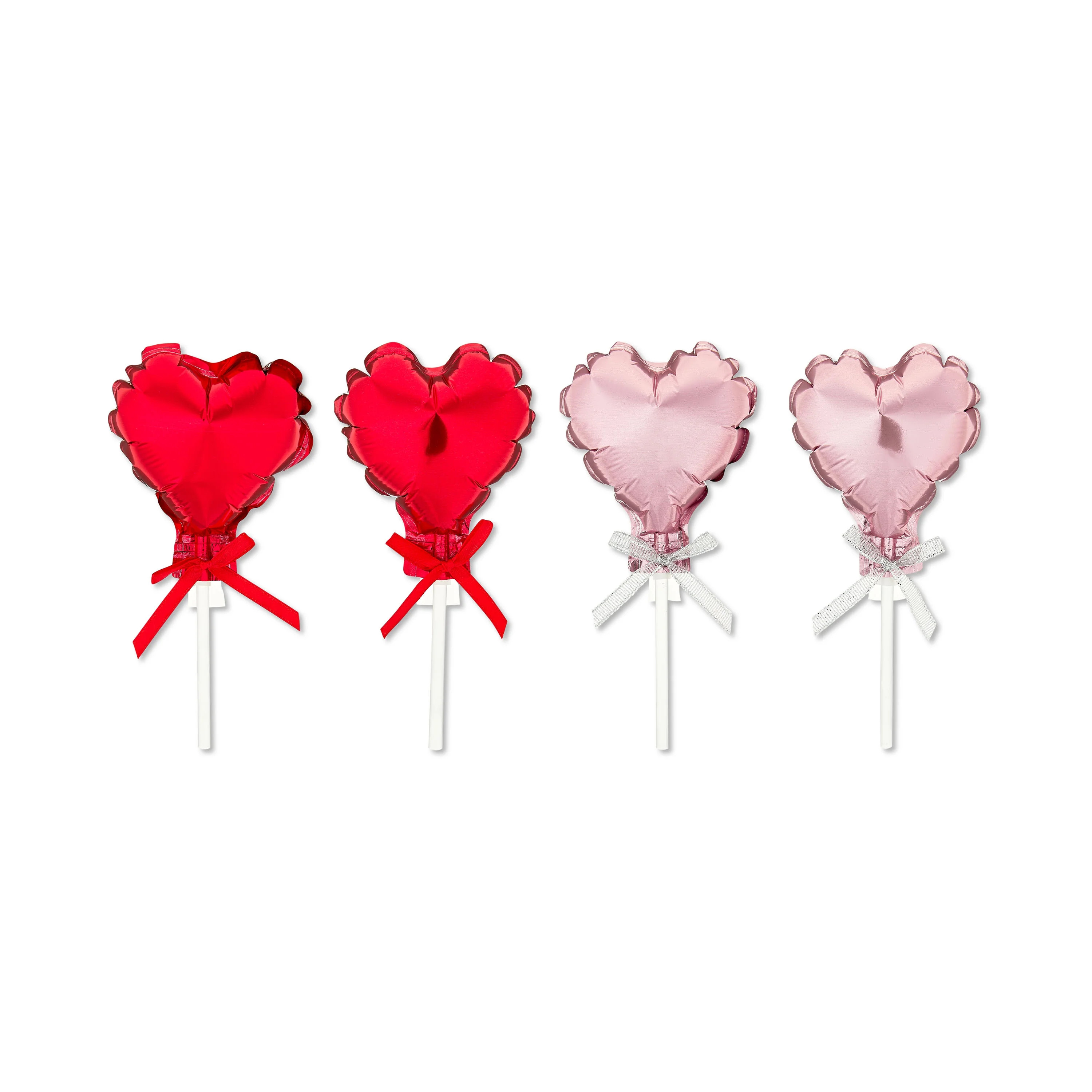 Valentine's Day Red & Pink Foil Heart Balloon Food Toppers, 7", 4 Count, by Way To Celebrate | Walmart (US)