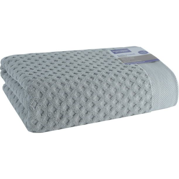 Better Homes & Gardens Thick and Plush Textured Bath Towel, Soft Silver | Walmart (US)