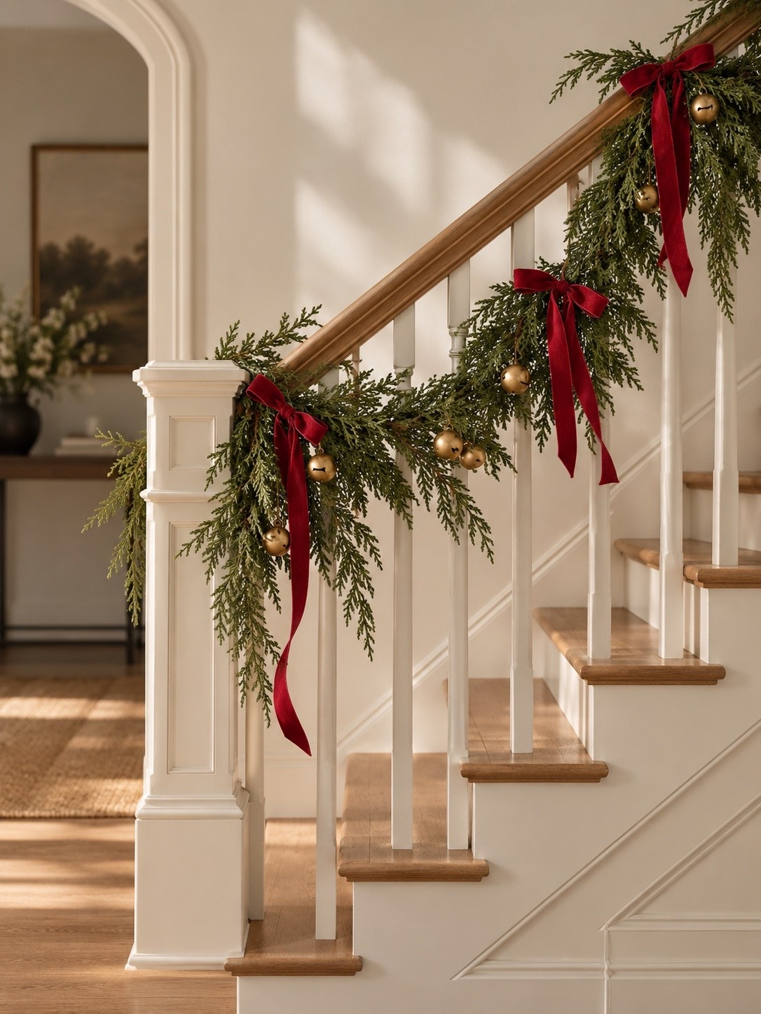 This garland is beautiful! I love the addition of the bows and bells 😍