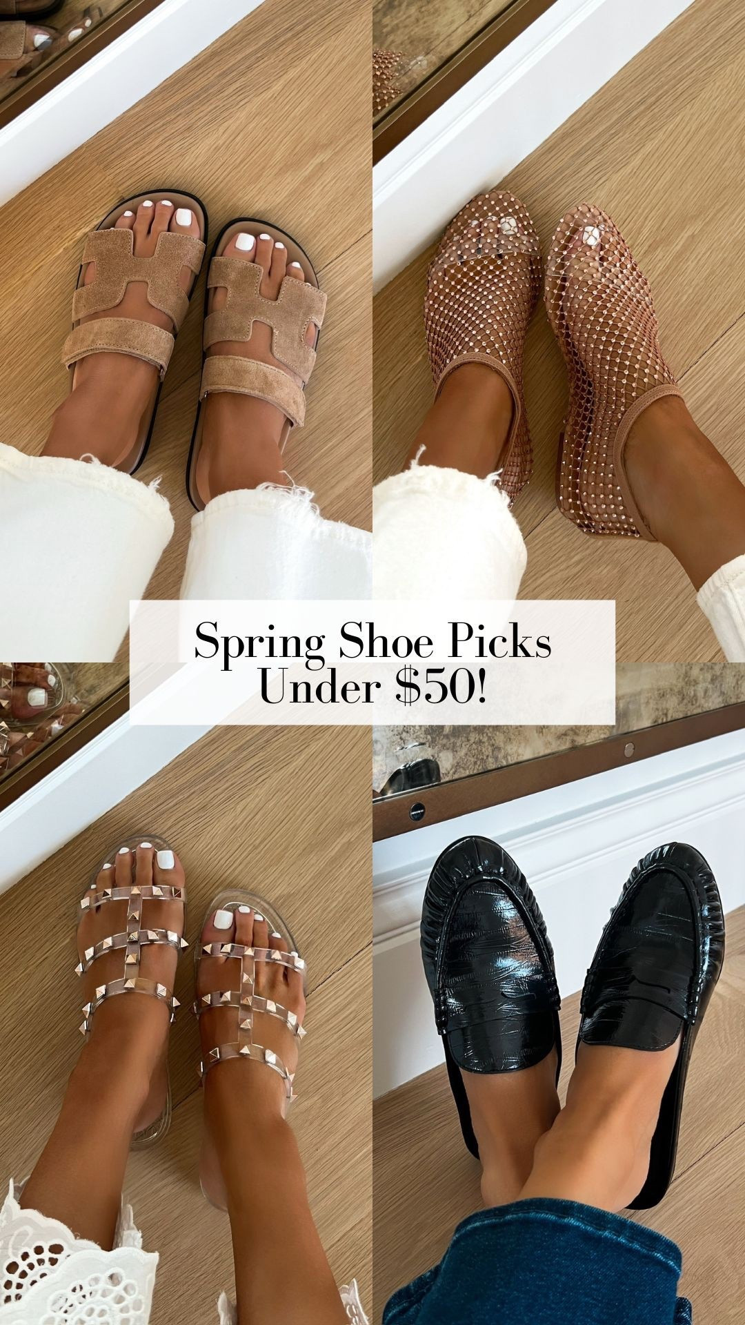 Spring shoe picks via Amazon 
Shop mesh ballet flats, jelly sandals, mules  and suede slides

Resort shoes, beach vacation accessories

#LTKmomlife #LTKOver40