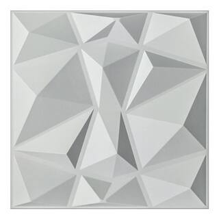 Wall panel 19.7 in. x 19.7 in. 32 sq. ft. White Diamond PVC 3D Wall Panels (Pack of 12-Tiles) | The Home Depot