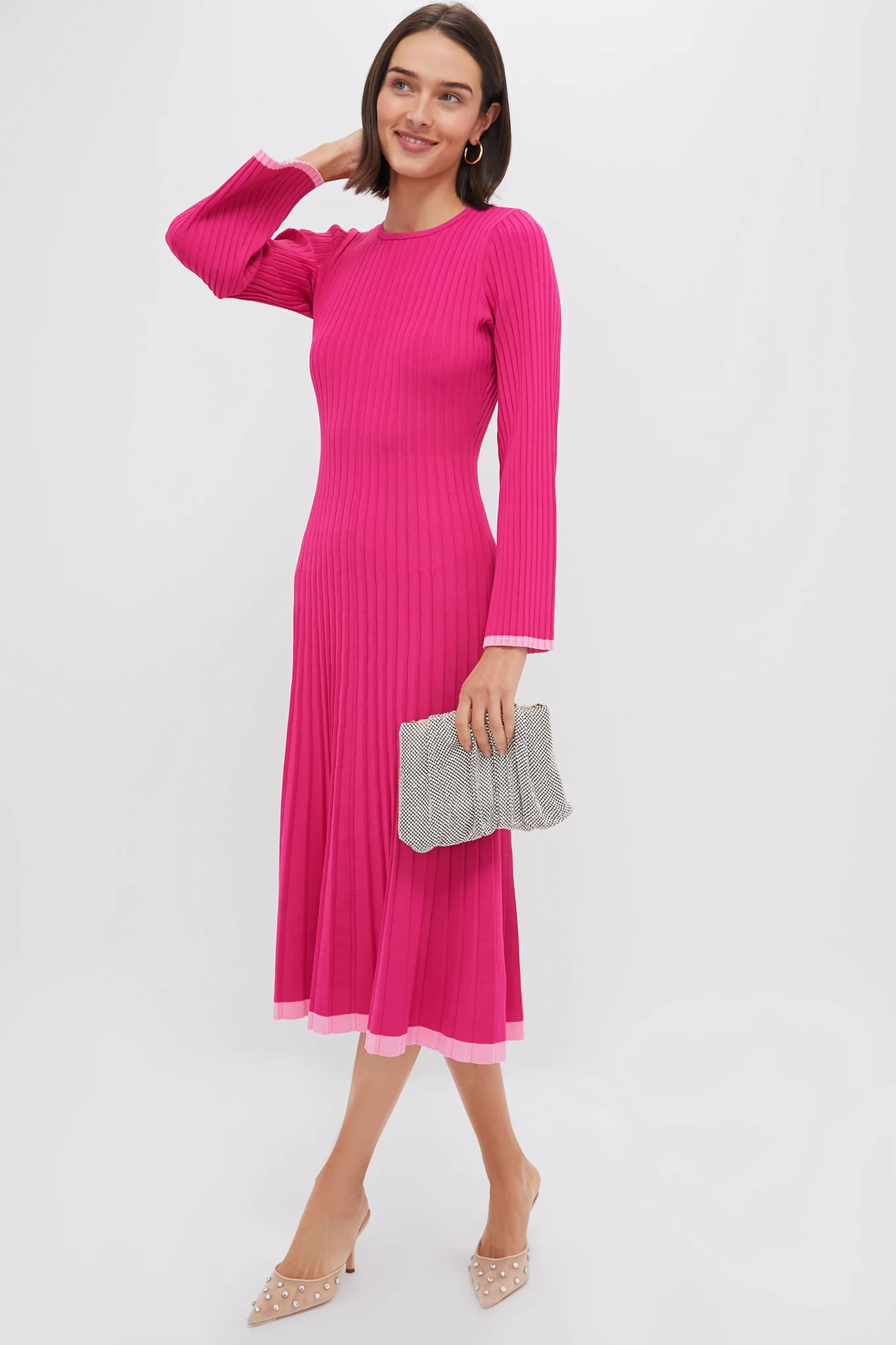 Hot Pink Long Sleeve Kiera Dress | Tuckernuck (US)