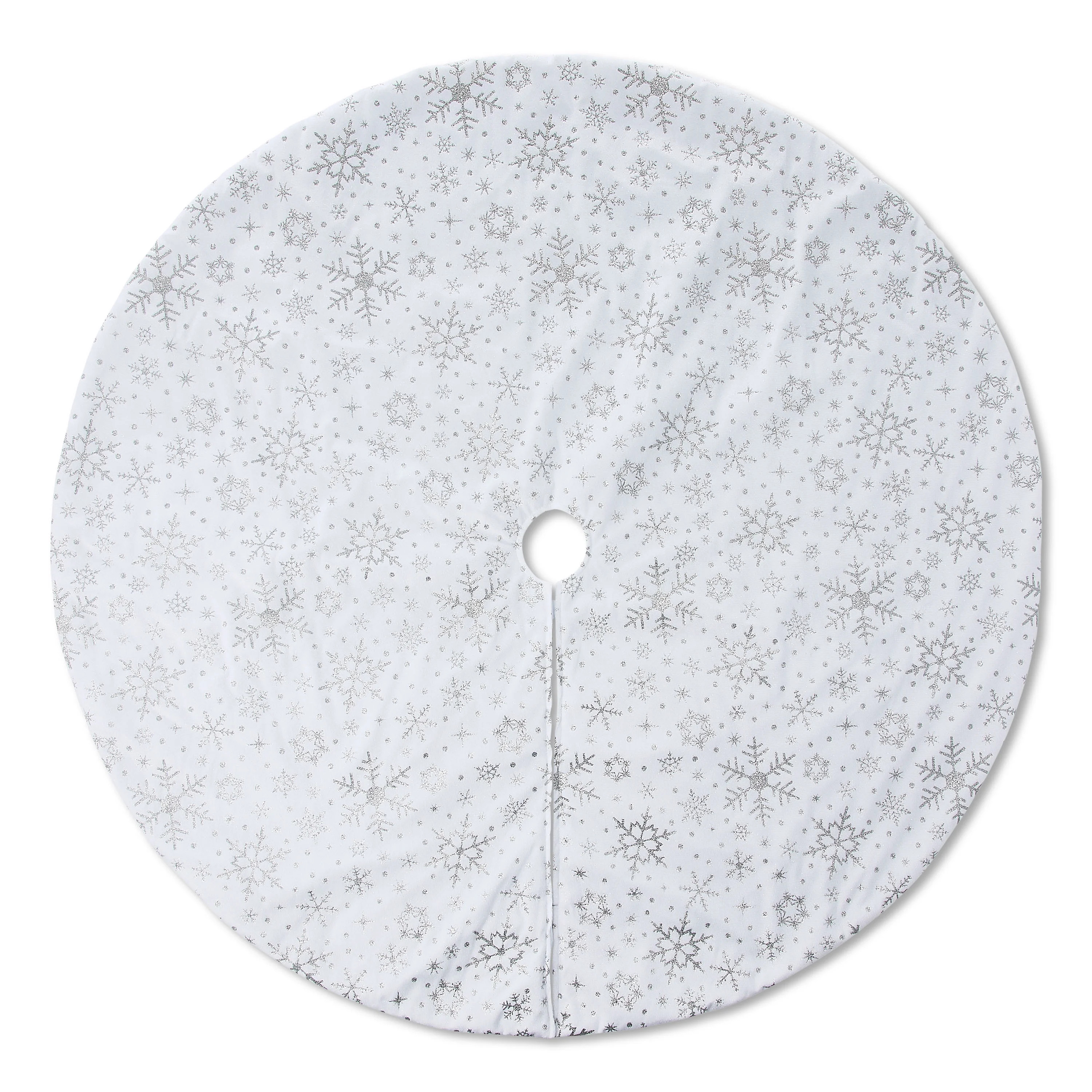 Velvet Glitter Snowflake Christmas Tree Skirt, White, 48", by Holiday Time | Walmart (US)
