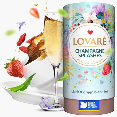 Lovare Champagne Splashes Black Tea Blend 80g - Infused with Strawberry and Cornflower | Target
