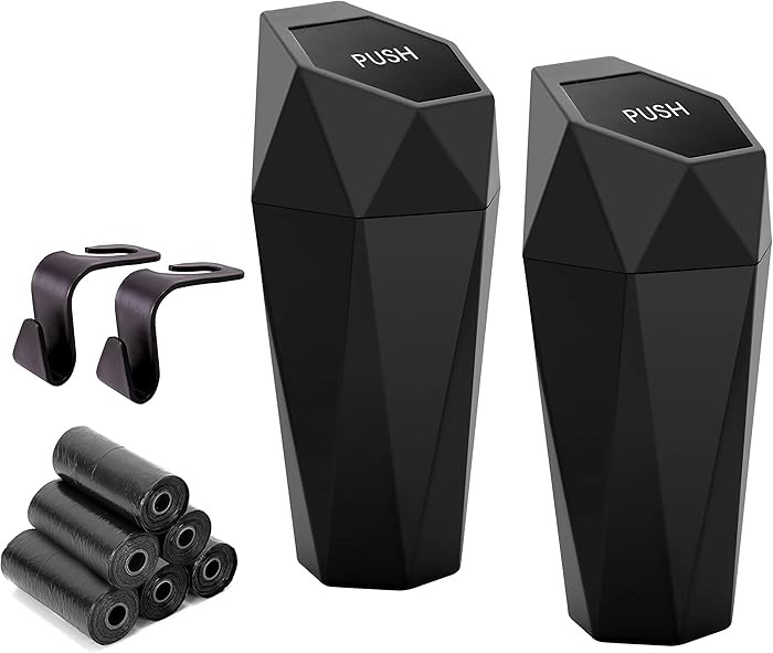 Ginsco Car Trash Can Cup Holder, 2 Pack Mini Trash Can with Lid, Car Accessories for Interior, Le... | Amazon (US)