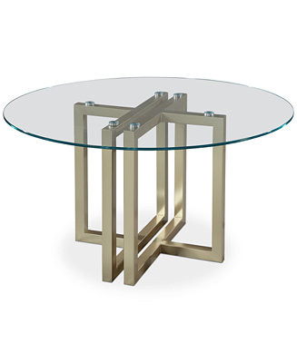 Emila 54" Round Glass Mix and Match Dining Table, Created for Macy's | Macy's