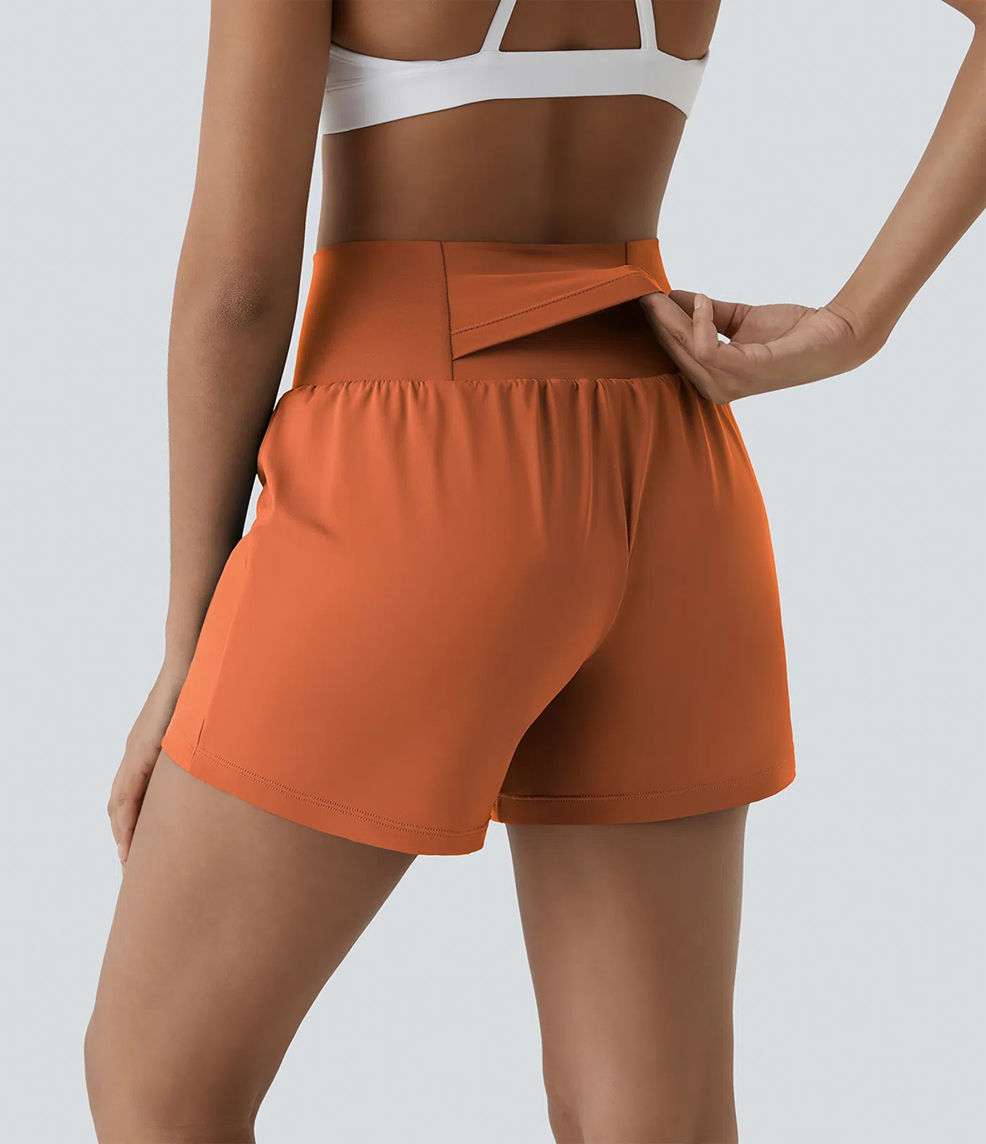 Women’s Super High Waisted Back Pocket & Side Hidden Pocket 2-in-1 Yoga Shorts 5''-Longer Lengt... | HALARA