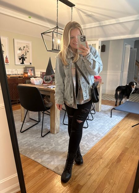Fall grunge outfit 🥰 flannel and jean jacket are vintage (thrifted) but jeans are AE and boots are FRYE ❤️🍁 #fallstyle 

#LTKstyletip #LTKSeasonal #LTKHolidaySale