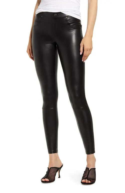 Hue Faux Leather Leggings in Black at Nordstrom, Size X-Large | Nordstrom