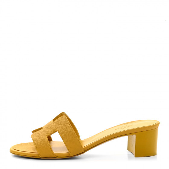 HERMES Epsom Oasis Sandals 36.5 Jaune Sable | Fashionphile