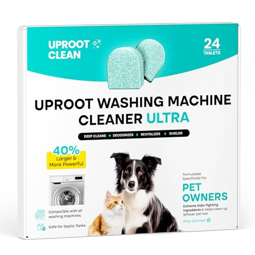 Uproot Clean Washing Machine Cleaner Tablets Ultra - 40% Stronger Formula: Designed for Pet Owners, Remove Residue, Grime & Odors, Compatible with HE, Top & Front Load, 24 Pack - 12 Month Supply | Amazon (US)