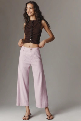 The Colette Linen Blend Crop Wide-Leg Pants by Maeve | Anthropologie (US)