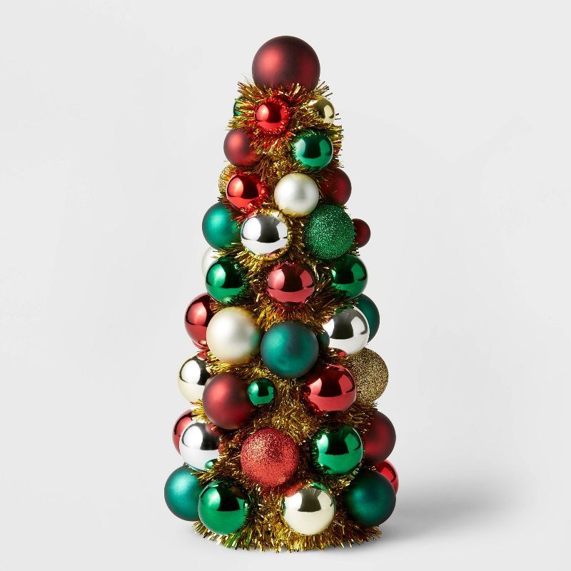 12&#34; Shatterproof Plastic Bauble Tree Decorative Figurine Red/Green/Gold - Wondershop&#8482; | Target
