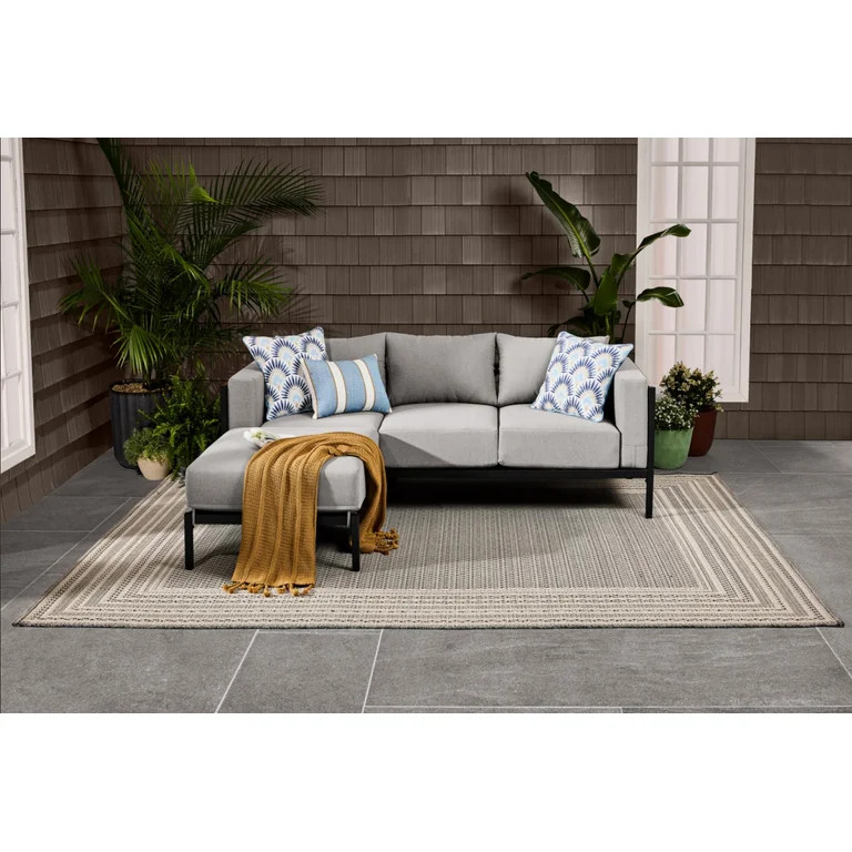 Better Homes & Gardens Marlow Outdoor 2pc Patio Sectional Set, Black Frame/Gray Cushion | Walmart (US)