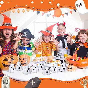 Umigy Set of 12 Halloween Cup with Lid and Straw Skull Ghost Candy Shaped Cup 10 oz Reusable Plas... | Amazon (US)