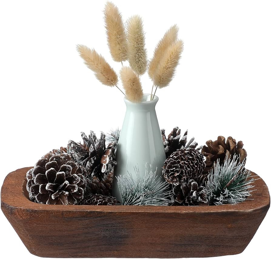 Large Wooden Dough Bowl Decorative Wooden Bowl Rustic Wooden Long Dough Bowls Decor for Farmhouse... | Amazon (US)
